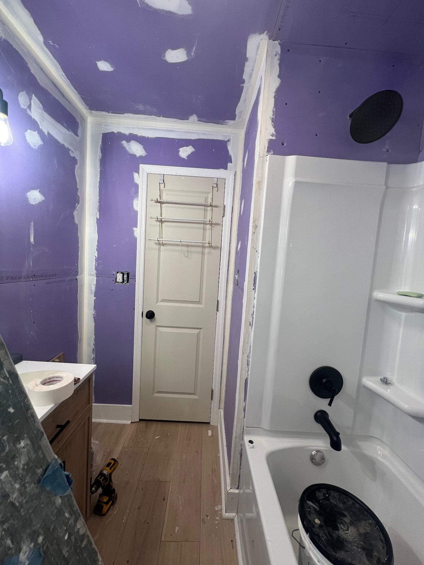 Bathroom skim coat and prep stage