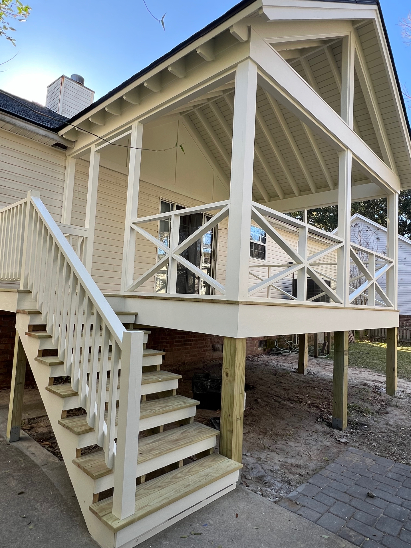 Custom screened porch — finished paint